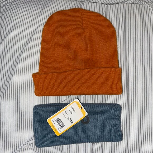 Carhartt A18 Acrylic Watch Cap Beanie (Brite Orange) + Knit Headband (Blue) - Picture 2 of 2